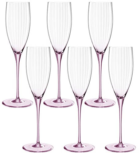 LEONARDO HOME Poesia Sektglas 6er Set, spülmaschinengeeignetes Champagnerglas, Höhe 25 cm, 250 ml, rosé, 022377