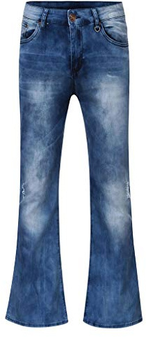 Jeans da uomo, pantaloni alti a zampa, pantaloni a zampa con grande impatto, colore blu scuro