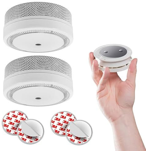 EVACUATE - Lot de 2 détecteurs de fumée NF autonomie 10 Ans + Supports magnétiques