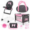 Bayer Design 61760AB Doll highchair, bed, play arch, bag, accessories, black, pink
