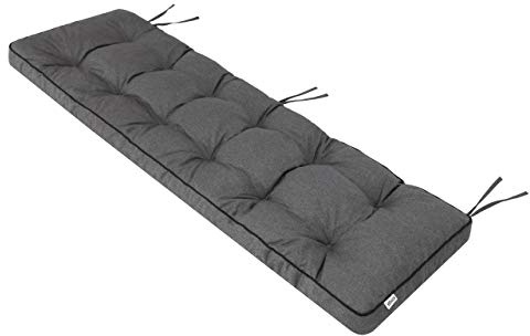 Bjird Bankauflage für Gartenbank, Polsterauflage, Sitzkissen, Bankkissen, Bankpolster mit 8 cm Dicke Polsterung, Auflage für Bänke, Made in EU - 150x50 cm - dunkelgrau