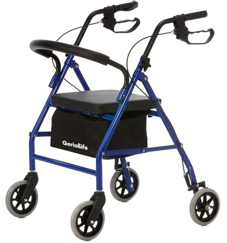 Geriafy - Gehhilfe für Senioren | Leicht Klappbarer Rollator | 4 Räder | Höhenverstellbar für Mehr Komfort