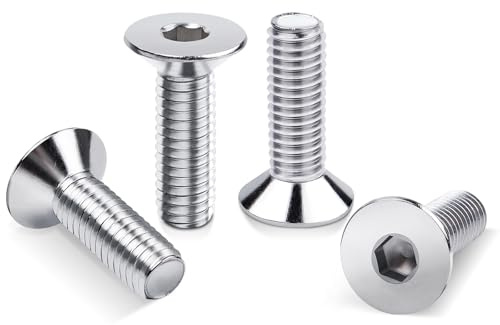 100 Pièces M4x20mm Allen Vis à Tête Fraisée, Leryati Vis M4 Boulon Inox DIN7991/ ISO10642 Vis Hexagonales Acier Inoxydable A2 V2A Filetage, Filetage Métrique Cylindrique Avec Six Pans Creux Vis