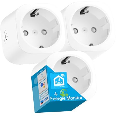 Echos Smart Wi-Fi 3-teilig App-gesteuert mit Energiemonitor Sprachsteuerung mit Google Home und Alexa Smart Home Intelligente Steckdose
