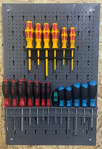 Generisch 2x Lochwand Schraubendreher Halterung, Metall, Schwarz, 8 mm & 11 mm, passend für Lochwand mit 45 mm Lochung wie Ondis24