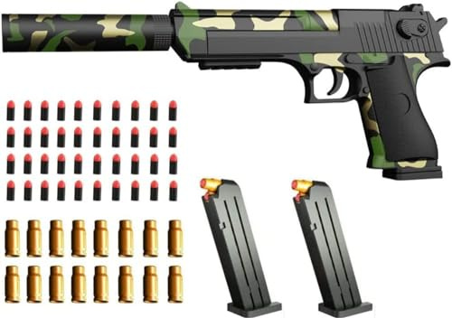 AGDLLYD Toy gun with soft bullets,toy gun with ejectable magazine and bullets-1:1 size toy gun with magazine for safety training or play,unique gift-Army green