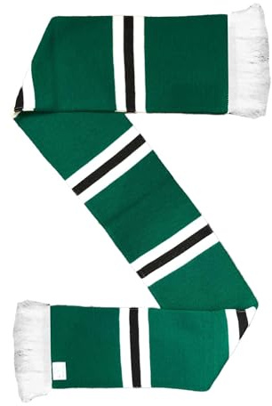 Beyond Happy Plymouth Green, White & Black Traditional Retro Style Match Day Knitted Bar Scarf (100% Acrylic)