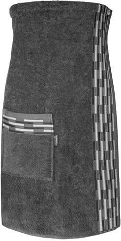 Lashuma Saunakilt Damen 75x150 cm | Lugano Saunahandtuch mit Knöpfen | Premium Saunatuch Grau - Dunkelgrau | Atmungsaktiv & Superweich