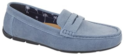 Charles Southwell - Men's Suede Loafer with Saddle Trim Sizes 7-12 (Blue, UK Footwear Size System, Adult, Men, Numeric, Medium, 10)