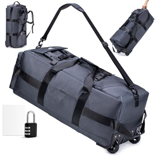SUCIKORIO Borsone da Viaggio Con Ruote, Impermeabile 3 In 1 Zaino da Viaggio Aereo Bagaglio a Mano con Lucchetto Combinazione 3 Cifre Grande 80L XL Borsa da Viaggio Unisex Weekender per Aereo, Viaggi