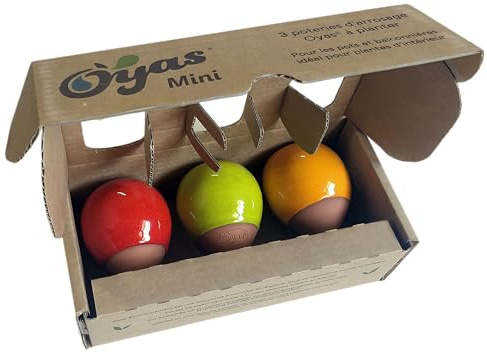 POTERIES ARROSAGE 3X Oyas® à Planter minis – idéales Plante d’intérieur – 150 ML – Irrigation Autonome, écologique, biodégradable – Made in France – Autonomie 4 Jours – 1 Rouge, 1 Verte, 1 Orange