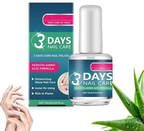 3 Days Nail Care, Natural Nail Strengthener Oil with Keratin, Moisturizing To Hydrate Strengthen Weak Soft Nails, Long - Lasting Shine, Protects & Nourishes Nails (1)