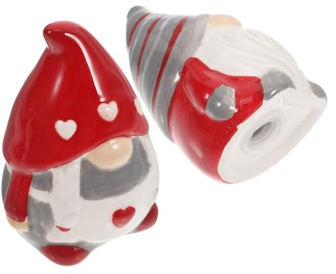 TOYANDONA Barattoli per Spezie in Ceramica a Tenuta Stagna, Set 2 Pezzi Spargisale e Spargipepe Decorativi a Forma di Folletto, Contenitori per Condimenti Compatti per Cucina e Barbecue