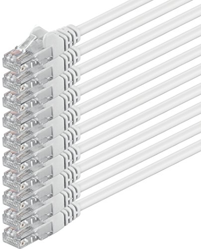 1aTTack.de 10x 5m Câble Réseau Cat6 Cat 6 - RJ45 Ethernet LAN DSL Routeur Modem - Blanc