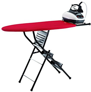 JATA HOGAR 848S - Tabla de planchar plegable y escalera plegable de 3 peldaños. Fácil conversión. Altura escalera: 70 cm. Medidas tabla plegada: 36 x 11 x 146 cm. Reposa Planchas. Gran estabilidad