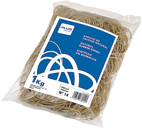 Plus Office - Gomas Elásticas, Bolsa de 1 kg, Rubber Bands, Perfectas para Oficina, Organizar Archivos, Hogar y Escuela, de Caucho Natural - 120 mm