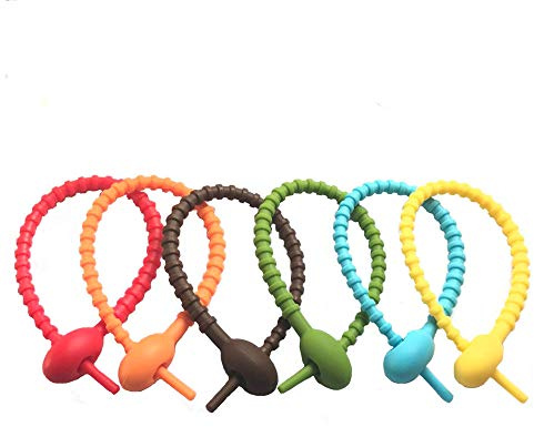 Tangser Colorful All-Purpose Silicone Ties, Multi-use Smart tie, Bag Clip, Bread Tie, Food Saver, Reusable Rubber Twist Tie, Cable Ties, Household Snake Ties (12 Pcs)