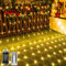 Ollny Net Lights Outdoor Indoor, 200 LED 3m x 2m Mesh Fairy Lights Plug in, Waterproof String Lights with 8 Light Modes/Timer/Remote for Xmas Tree/Outside/Curtain/Window/Garden Decoration, Warm White
