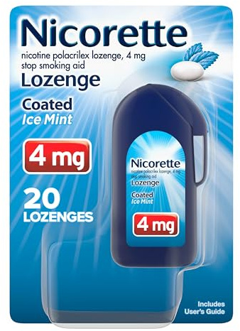 Nicorette 4 mg Coated Nicotine Lozenges to Help Quit Smoking - Ice Mint Flavored Stop Smoking Aid, 20 Count