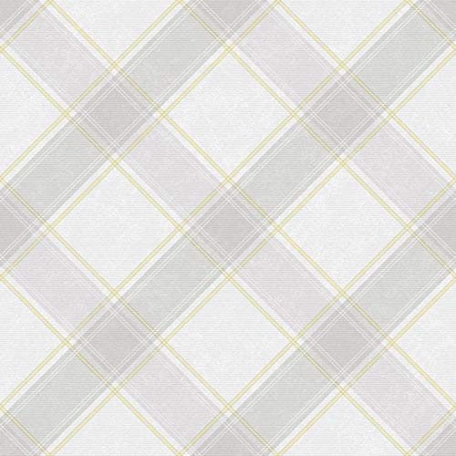 Holden Decor Whitcliffe Aiden Check Yellow Grey Wallpaper 90741 - Argyle Tartan