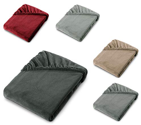 aqua-textil Feelwell Spannbettlaken 140 x 200 cm anthrazit Coral Fleece Spannbetttuch Mikrofaser Laken