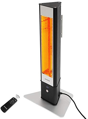 VASNER HeatTower Mini – Stand-Heizstrahler 1500 W, Infrarotstrahler mit Standfuß, Fernbedienung, IP65 Schutz für Außenbereich Terrasse, Terrassenstrahler elektrisch (Schwarz)