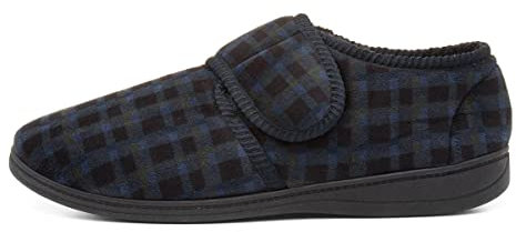 The Slipper Company Mens Navy Touch Fasten Slipper - Size 8 UK - Blue