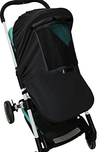Universal Buggy Pram Sunshade,Baby and Toddler Buggy Sun Cover with Viewing Window, Sun Shield UV Protection Blackout Blind for Baby Pushchairs and Srollers- Easy to Install（Black)）