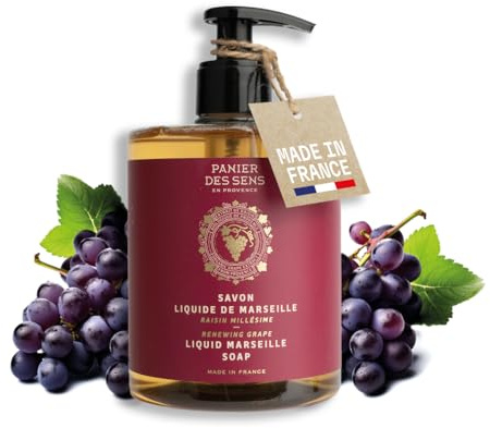 Panier des Sens - Liquid Hand Soap – Grape Foaming Hand Wash – With Organic Grape and Coconut Oil - Savon de Marseille Made in France - Organic Hand Wash 97% Natural Ingredients - Vegan Soap 500ml