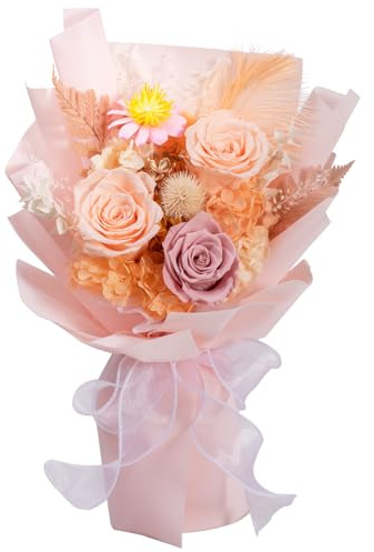 Lovenfold Preserved Flowers Bouquets for Delivery, Champagne Rose Bouquets that Last 1-3 Years, Birthday Gifts for Women Mom Grandma Wife Friends