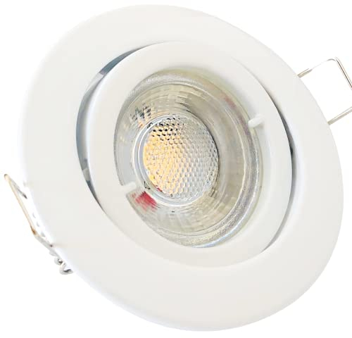 Rolux Flacher LED Einbaustrahler IP20 Lana 230V COB 5W Weiß 1 Stück Einbauleuchte 3000K Warmweiß Deckenspot