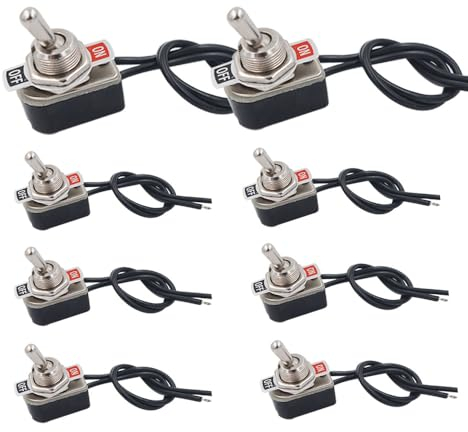 senvenelec 8Pcs 3A 250VAC 6A 125VAC Kippschalter vorverdrahtet, SPST Schalter mit 2-Positionen (2-Pole) für Autos, LKW, Boot, Instrumententafel, elektrische Modifikation.