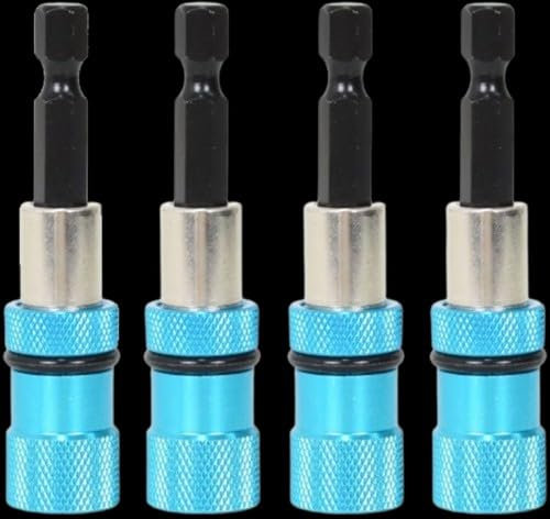 4 Pezzi Punte per Cartongesso, Porta Punta Magnetica, Attacco Esagonale da 1/4, Porta Inserti per Avvitatore, per Avvitatori a Batteria e Trapani a Mano, Blu, 65 mm