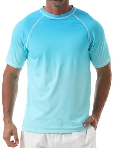 Danfiki UV Shirt Herren T-Shirts Rashguard Badeshirts Rash Vest Kurzärmeliges Wassersurf-Shirt Schnell Trocknendes Beach UPF 50+ Sonnenschutz