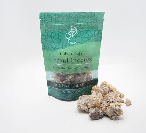 Al-Hojari Frankincense by Nooraqi | Omani Boswellia Sacra Golden Resin Rocks (28g / 1 Oz) – Ideal for Burning, Aromatherapy, Spiritual Use in Churches & Mosques, anti-aging agent (with oils).