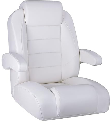 SUNDGORA Premium Reclining Pontoon High Back Captain's Chair Boat Bucket Seat with Armrest,White