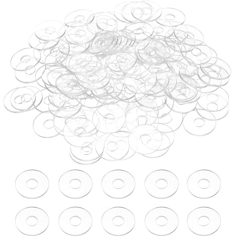 QUARKZMAN 120 Pcs Arandelas Planas De PVC M5 5mm DI 15mm DE 1mm Grosor Arandelas Planas Ojetes De Plástico Fijador Sellador Espaciador Anillo De Arandelas, Transparentes