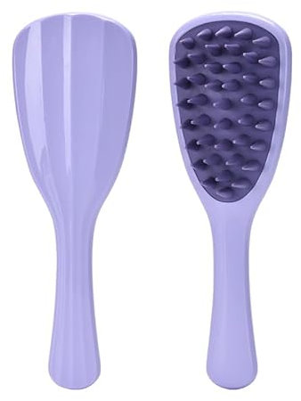 Long Handle Scalp Massager & Shampoo Brush - Silicone Hair Tool for Growth, Dandruff Reduction - Wet & Dry Head Massage - Purple