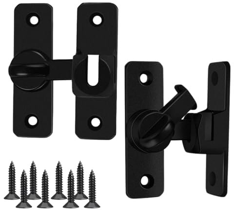 2 Stück Türriegel Edelstahl Schiebetür Schloss mit Schrauben – Riegelschloss für Fenster, Badezimmer, Schlafzimmer, Außen- und Innentüren, 90°/180° Flip Latch Sicherheitsverriegelung