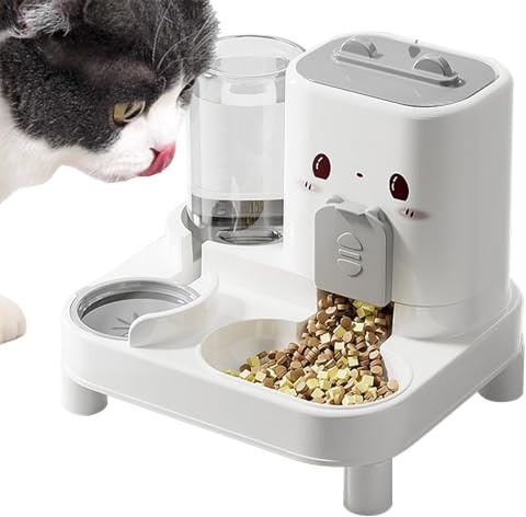 Distributore Di Fountain Per Cibi E Chat - 2 In 1 Distributore Di Crocchette Per Cani, Fontana D'acqua Intelligente Per Animali Domestici | Interno Esterno Domestico