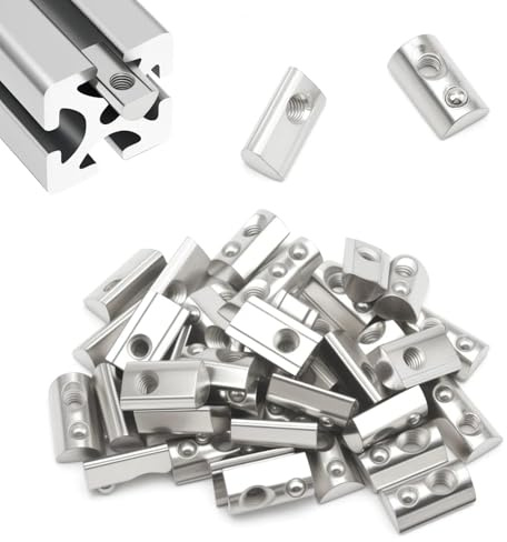 LINTRA 50 Piezas Tuercas M6 Ranura 8 T con Ranura Esférica, 40-Serie M6 Tuerca de Ranura en T, Tuercas de Bola de Perfil, Tuerca Deslizante, para Impresoras 3D CNC Perfil en C, Estándar Europeo
