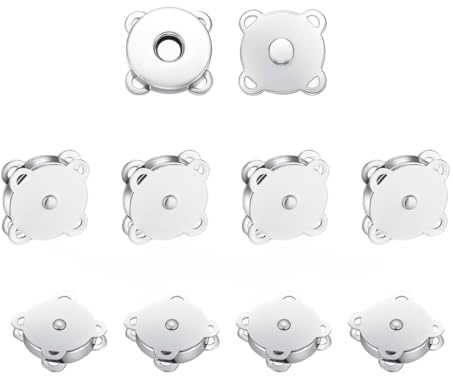 OUDQFCJ 10 Piezas Botones Magnéticos Cierres Magnéticos en Forma de Ciruela para Coser, Botones Magnéticos para Manualidades, Ropa, Costura, Bolsos, Carteras (18mm) (Plateado)