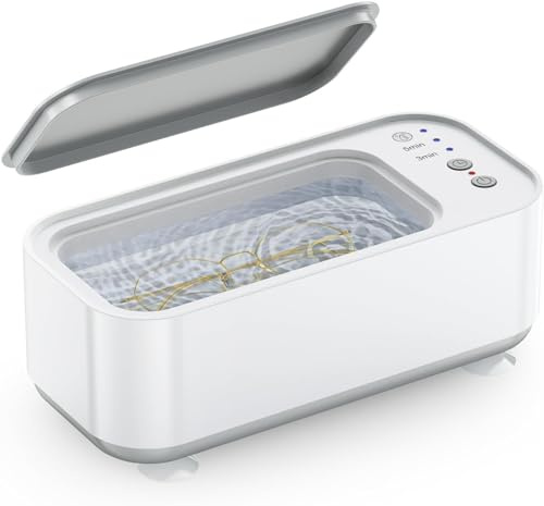 Ultrasonic Jewellry Cleaner, 48kHz Ultrasonic Cleaner with 3 Cleaning Modes & 400ML Tank, One-Touch Operation Sonic Jewellery Cleaner for Glasses, Jewellery, Ring, Silver