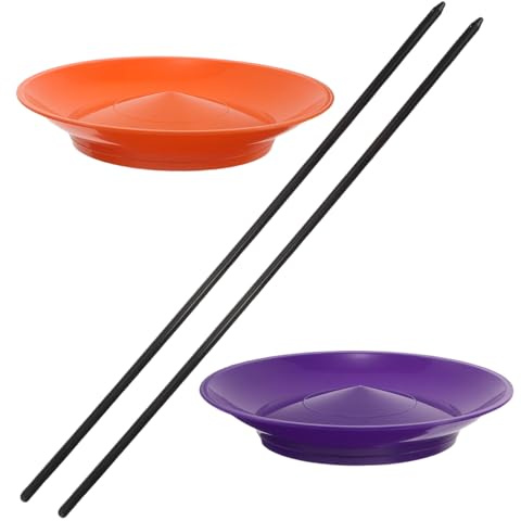 CVUTOVO 2 Sets Juggling Plates: Rotating Plate with Stick - Plastic Circus Props Sensory Training Toys for Hand-Eye Coordination - Circus Party Favor