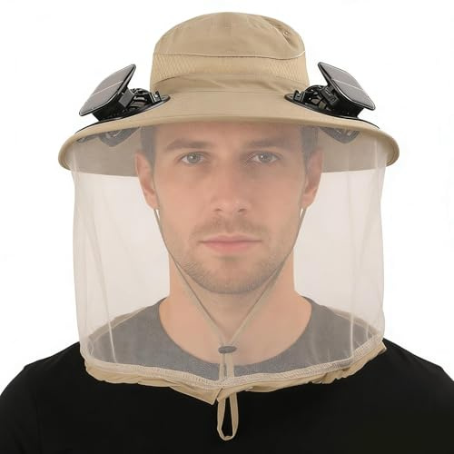 Chapeau ventilateur solaire à larges bords Couvre-chef Solaire Bucket