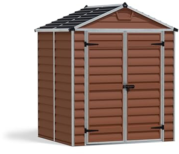 Canopia by Palram Gerätehaus Skylight 6x5 Geräteschuppen Metall 154 x 185 cm Bernstein Polycarbonatplatten rostbeständig UV-Schutz