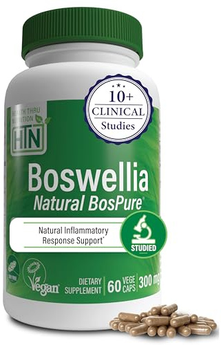Health Thru Nutrition Boswellia 300mg 60 Capsules as Bospure AKBAMAX | High Potency 75% Boswellic Acids 10% AKBA | Healthy Mobility Support | Vegan Certified | Non-GMO, Gluten Free, Soy Free
