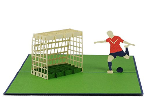 Favour - Biglietto di auguri Pop Up giocatore calcio fatto a mano tecnologia laser dettagli finemente intagliati design unico carta di alta qualità