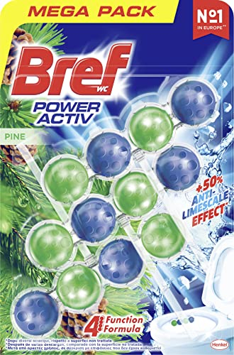 Bref Power Activ Natura Panier WC (3 pièces) propre salle de bain pour un WC toujours propre et frais, nettoyant de salle de bain avec formule anti-calcaire qui élimine la saleté