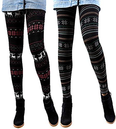Libella Leggings Invernali Leggings Termici Skinny Pantaloni da Corsa Norvegese con Motivi Natalizi Teddy Interno in Pile Donne/Ragazze 4145 VA